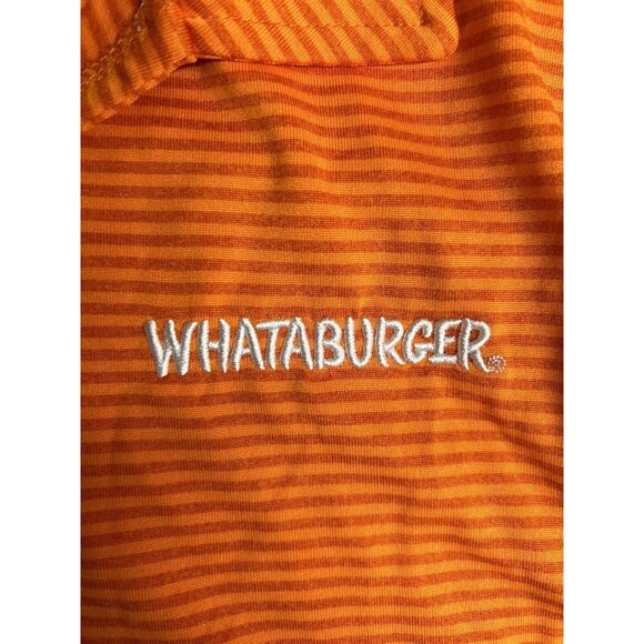Whataburger Orange Striped V Neck Collard Breathable Uniform Top Size Large L - Picture 5 of 11
